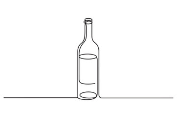 bottle of wine line art style vector illustration. one line Icon drawing with white background