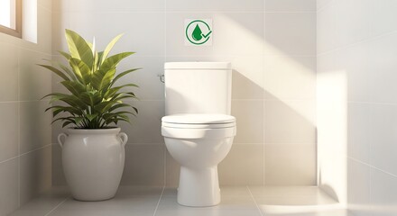 Clean restroom corner with potted plant and toilet, symbolizing safe sanitation