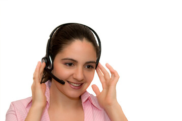 Fototapeta premium Young Woman with Headset