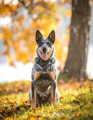 Dog in autumnal park