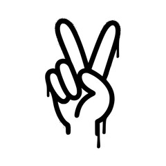 Obraz premium Peace Hand Gesture Graffiti Icon – Urban Street Art Spray Design