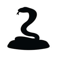 Naklejka premium Silhouette of a cobra snake in a defensive pose on a white background