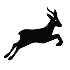 Silhouette of a graceful gazelle leaping through the air with its legs extended
