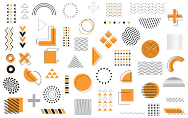 geometric shapes memphis element set illustration vector design isolated on white background