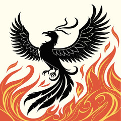 Fototapeta premium Phoenix rising from flames, a symbol of rebirth and transformation in fire
