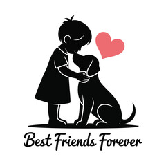A Girl and Her Dog Best Friends Forever Illustration