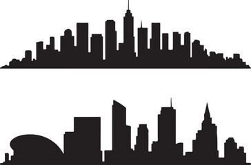 City skyline silhouette, modern urban landscape art