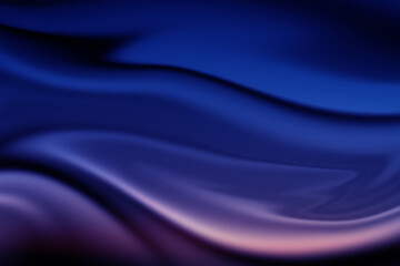 Illustration of abstract flowing silk fabric texture with smooth waves and gradients of deep blue and violet, creating a sophisticated and elegant backdrop for presentations