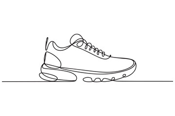 Continuous one line drawing of sports shoe. Single line art sneakers. Vector illustration. one line Icon drawing with white background