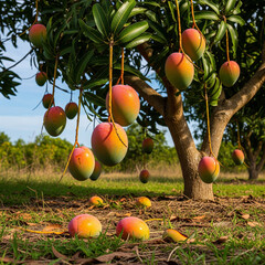 Picture of a mango tree with ripe fruit