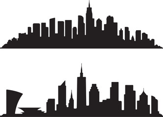 Obraz premium Modern city skyline silhouettes, urban cityscape