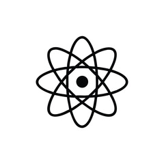 Atom Outline with Orbitals and Nucleus on Background, Scientific Icon