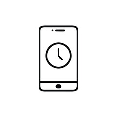 Clock Display on Smartphone with Background Outline Icon