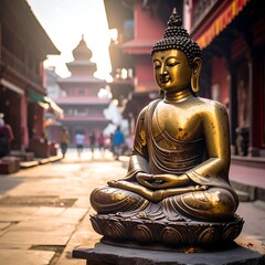 Golden Buddha statue in ancient city