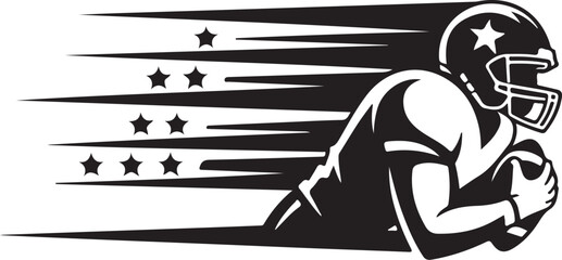 Dynamic football player rushing with speed effect