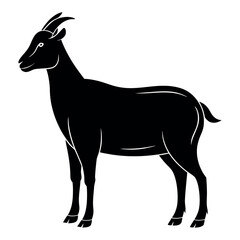 Black colour Eid goat (qurbani animal) silhouette vector illustration, solid white background (1).eps