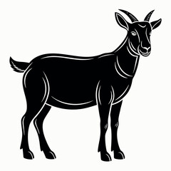Black colour Eid goat (qurbani animal) silhouette vector illustration, solid white background (3).eps