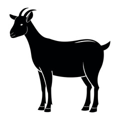 Black colour Eid goat (qurbani animal) silhouette vector illustration, solid white background (2).eps
