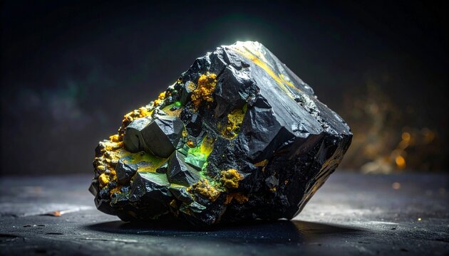 Pitchblende (variant of Uraninite). Dense, black, metallic-looking rock