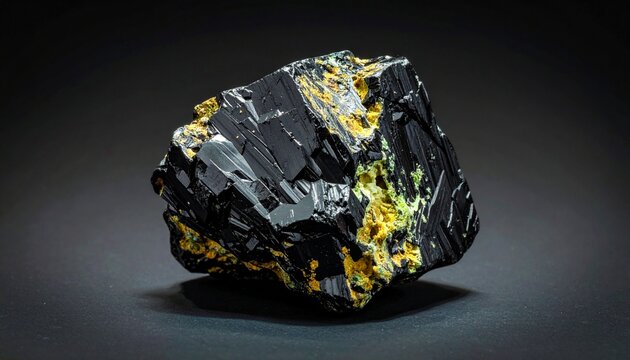 Pitchblende (variant of Uraninite). Dense, black, metallic-looking rock