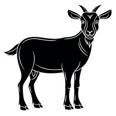 Black colour Eid goat (qurbani animal) silhouette vector illustration, solid white background (8).eps