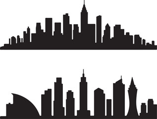 Obraz premium Modern city skyline silhouettes, sleek black design