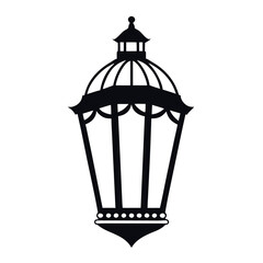 Black colour Islamic lantern (fanous) silhouette vector illustration, solid white background (3).eps