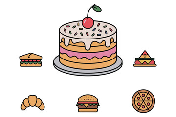 Assortment of Cake and Various Food Items