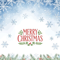 Watercolor Christmas card design, festive lettering, snowflakes, elegant holiday illustration artwork