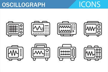Oscillograph Screens and Controls — Vector Icons