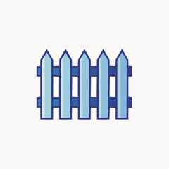 Obraz premium Illustrative graphic of a light blue picket fence rendered in a flat design style