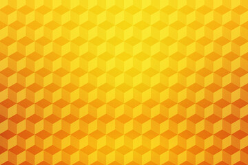 Illustration of vibrant yellow and orange abstract geometric pattern, a seamless tessellation of isometric cubes with a gradient effect, creating a warm and energetic visual