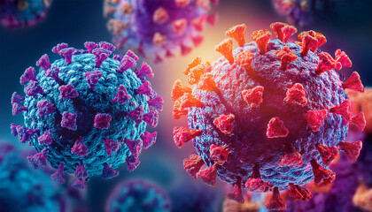 mikroskopischen Viren von Corona, Covid, Varianten wie XFB, Stratus, NB.1.8.1, Nimbus - 2