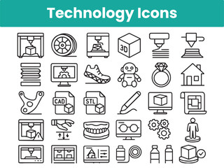 Editable Machine Learning & Neural Network Icon Set