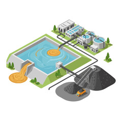 Isometric Diagram of an Industrial Water Purification System.
