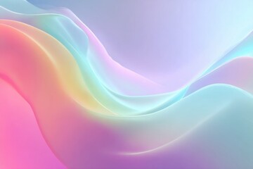 Abstract illustration featuring flowing waves of pastel colors, blending seamlessly to create a soft and dreamy atmosphere, ideal for backgrounds and design projects with copy space