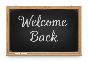 Obraz premium Welcome back message written on a chalkboard isolated on white background