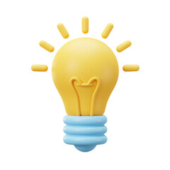 Conceptual 3D Light Bulb Illustration Symbolizing Innovation Ideas and Creative Thinking Process isolated on black background