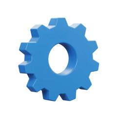 Illustration of a bright blue gear on a black background rendering in three dimensions