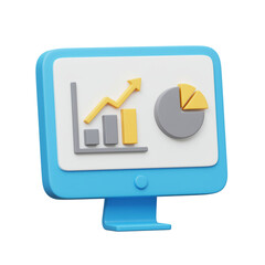 Illustration of a computer screen displaying financial data analysis and growth metrics