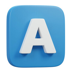 Letter A in 3D Render Style on Blue Rounded Square for Graphic Design and Typography