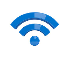 Modern Blue WiFi Symbol on Black Background Wireless Network Connection Technology