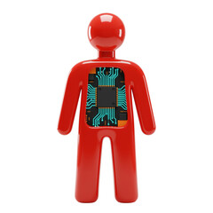 Red Humanoid Figure with Visible Circuit Board Technology Symbolizing Artificial Intelligence Advancements