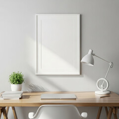 A Modern 'Work from Home' Setup with a Blank Canvas for Copy Space.