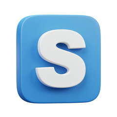 Stylized Blue Square Icon with a Bold White Letter S for Logo Design