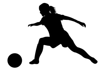 Female figure executing an offensive dribble with fluid movement