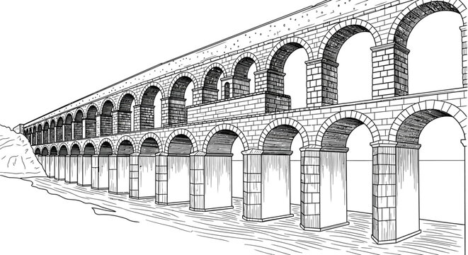Ncient Roman aqueduct, architectural landmark, historic engineering