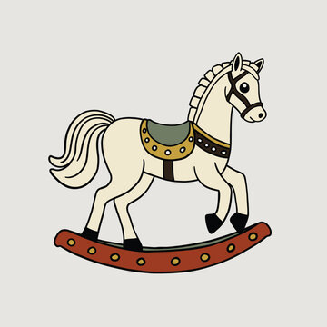rocking horse cute cartoon illustration