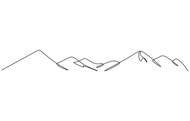 Continuous one line drawing of Mountain lake vector illustration isolated on transparent background. Eps 10