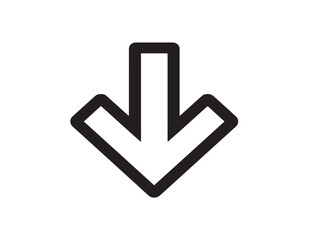 Fototapeta premium Minimalist arrow icon pointing downward in clean vector line art